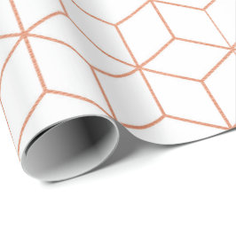 Papel De Presente Rosa Rosa Rosa Rosa Dourada, Esbranquiçada, Geomet