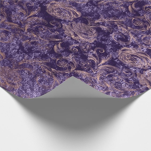 Papel De Presente Rosa Rosa Rosa Rosa Dourada, Rosa Floral, Violeta  (Ponta)
