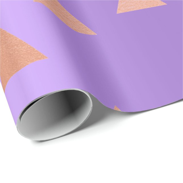 Papel De Presente Rosa Rosa Rosa Rosa Dourada Triângulo Geométrico d (Ponta do rolo)