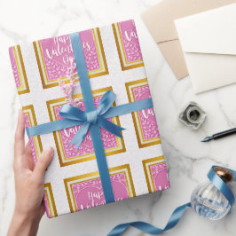 Papel De Presente Rosa Rosa Rosa Rosa Moderna, Namorados Românticos