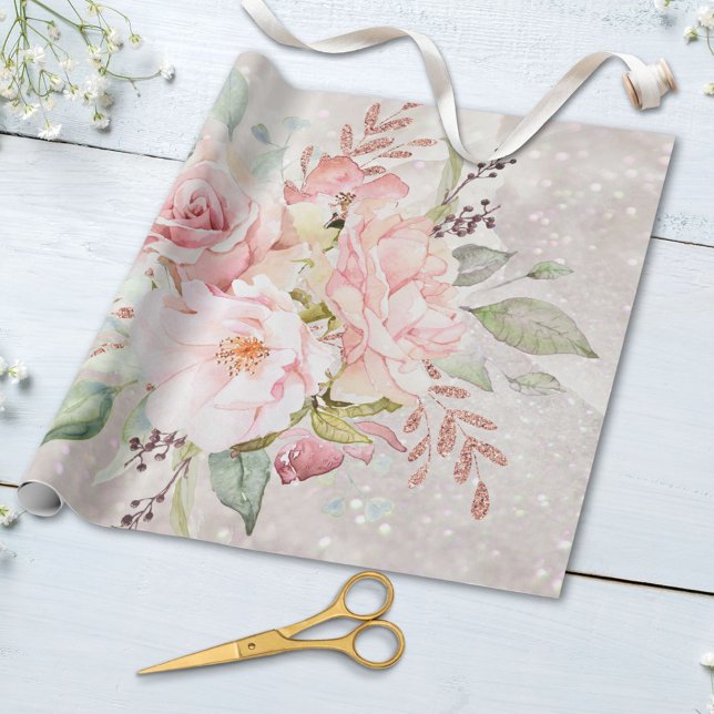 Papel De Presente Rosa Rosa Rosa Rosa Rosa Elegante - Flor-Mármaco (In situ)