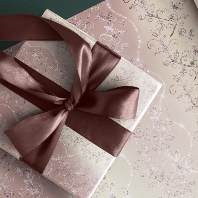 Papel De Presente Rosa Rosa Rosa Rosa Rosa Rosa Rosa Rosa Dourada, R (Sparkly Diamonds Blush Pearl Silver Pink Rose Gold Wrapping Paper)