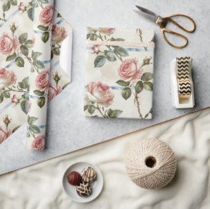 Papel De Presente Rosa Rosa Vintage