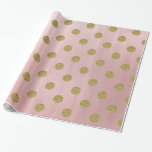 Papel De Presente Rosa Suave Dourado Brilhante Glam Pontos Partido<br><div class="desc">Papel de embrulho</div>
