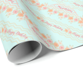 Papel De Presente Rosa Teal E Pêssego