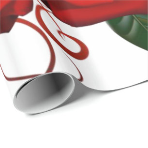 Papel De Presente Rosa vermelha de papel de enrolamento brilhante