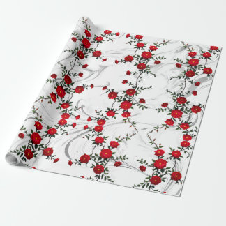 Papel De Presente Rosa vermelha elegante