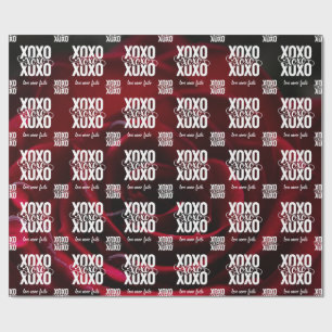 Papel De Presente Rosa Vermelha Floral XOXO Amor Nunca Falha Dia dos