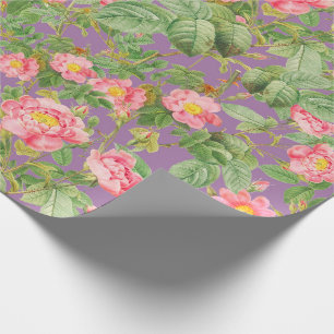 Papel de Presente Rosa Vintage em Lavanda Roxo