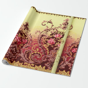Papel De Presente Rosa vitoriana elegante floral vintage