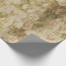 Papel De Presente Rosa vitoriano envelhecido e desbotado - Aniversár