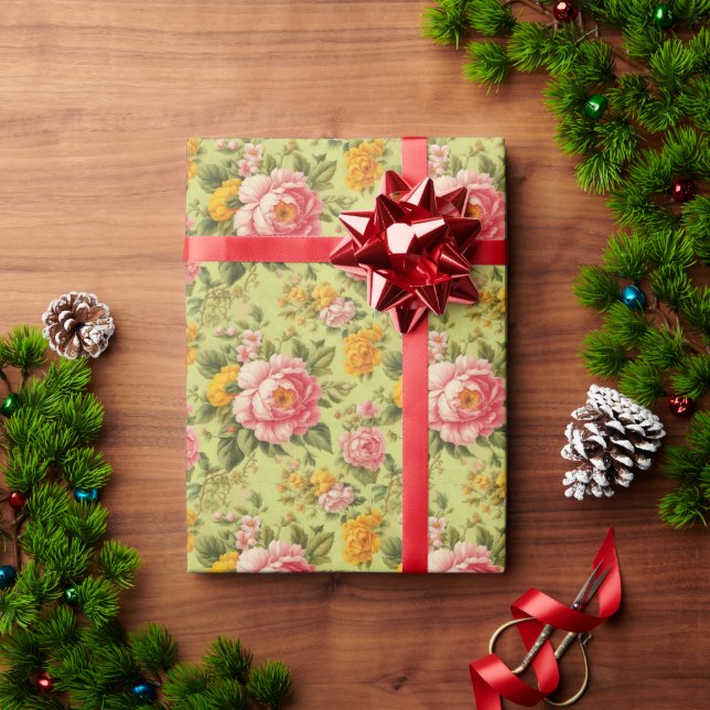 Papel De Presente Rosas (Presente de Natal)