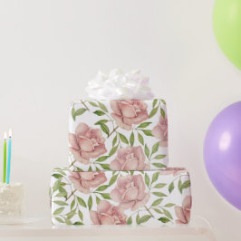 Papel De Presente Rosas Aguarela Violeta Rubor