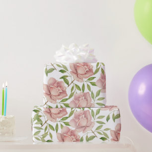 Papel De Presente Rosas Aguarela Violeta Rubor