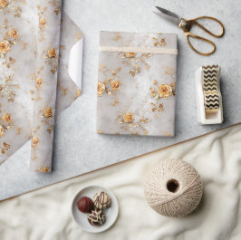 Papel De Presente Rosas Amarelas Românticas