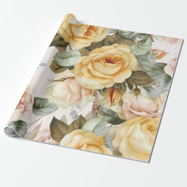 Papel De Presente Rosas Amarelas Vintage