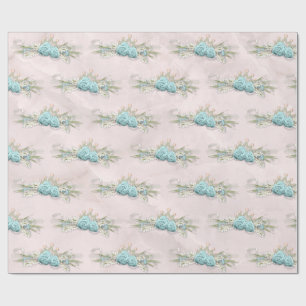 Papel De Presente Rosas azuis e padrão de Buquê floral