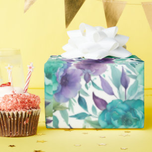 Papel De Presente Rosas Azuis Sangue de Aquarelas Rúplas