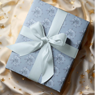Papel De Presente Rosas Azul Misty Vintage para Todas as Ocasioes