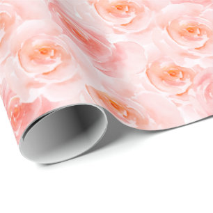 Papel De Presente Rosas bonito de Cor de Água Rosa