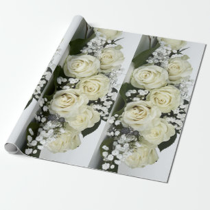 Papel De Presente Rosas Brancas