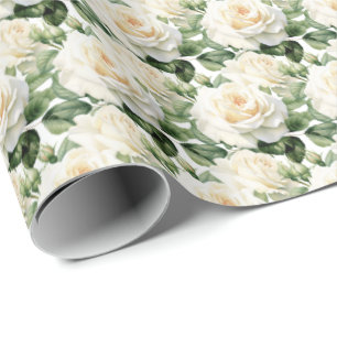Papel De Presente Rosas brancas