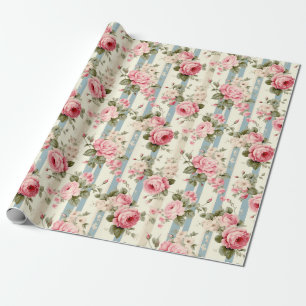 Papel De Presente Rosas Chique Vintage