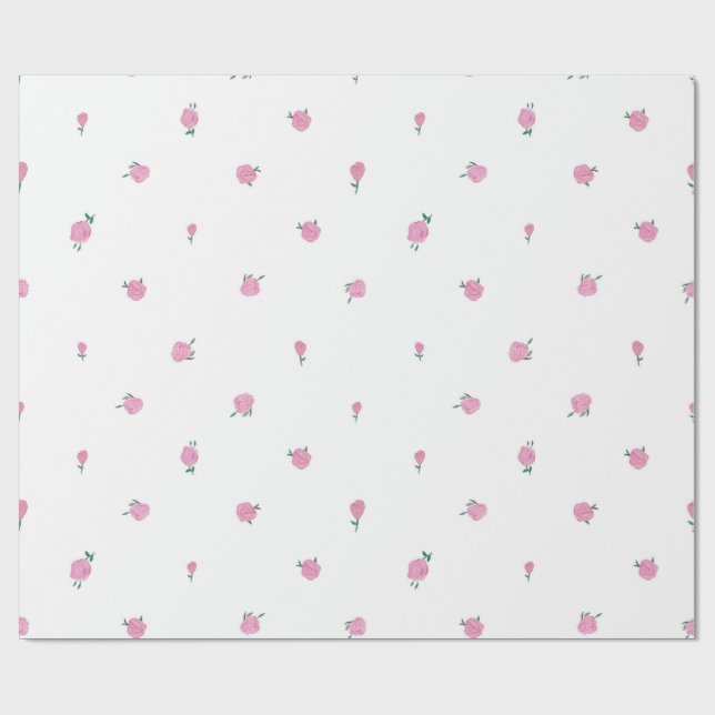 Papel De Presente Rosas cor-de-rosa ditsy (Aberto)