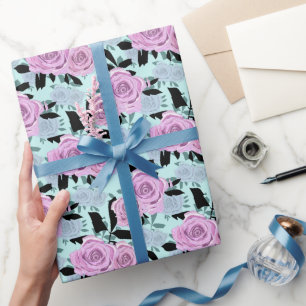 Papel De Presente rosas cor-de-rosa, rosas, fundo turquesa