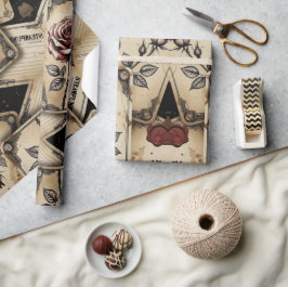 Papel De Presente Rosas de Ameixa Mecânico Steampunk