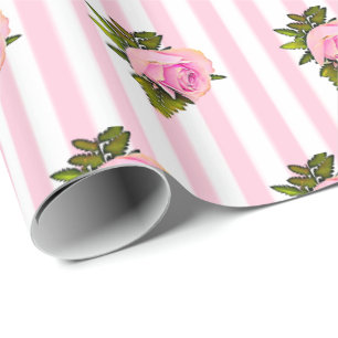 Papel De Presente Rosas de Quic Florais Rosa shabby Gift Wrap