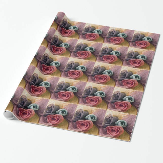 Papel De Presente Rosas de Ráfia (Desenrolado)