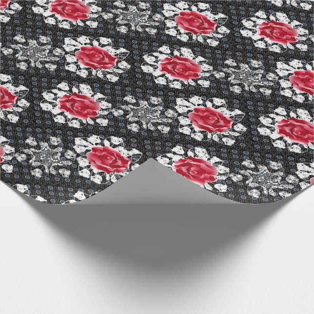 Papel De Presente Rosas de Renda Goth Heavy Metal (Ponta)