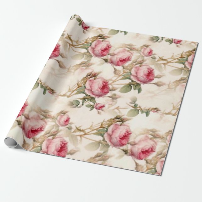 Papel De Presente Rosas do Jardim de Imagem Rosa (Desenrolado)
