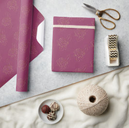Papel De Presente Rosas Douradas Rosa Borgonha