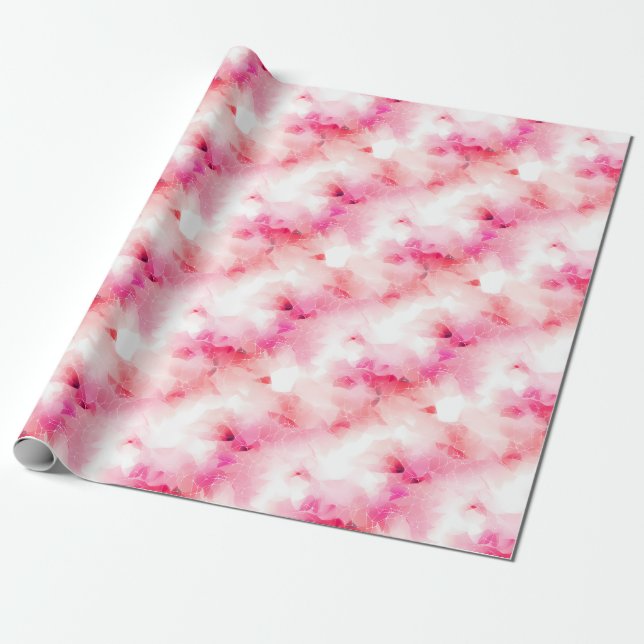 Papel De Presente Rosas e Brancas Linhas e Abstrato (Desenrolado)