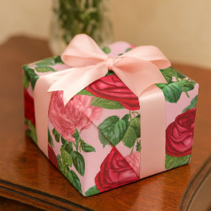 Papel De Presente Rosas Elegantes Floral Vintage