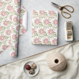 Papel De Presente Rosas em Aguarela Violeta Beije Elegante