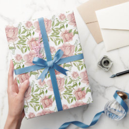 Papel De Presente Rosas em Aquarela Rosa Rubor