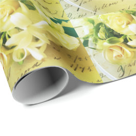 Papel De Presente Rosas, fita, escrita manual antiga