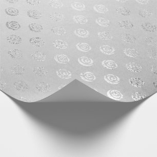 Papel De Presente Rosas florais cinzentos delicados monocromáticos