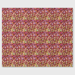 Papel De Presente Rosas Florais de Cores Mistas Vibrantes