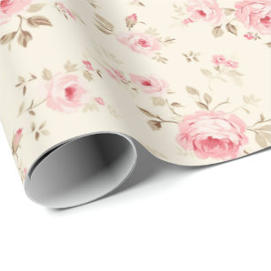 Papel De Presente Rosas Pintados Suaves