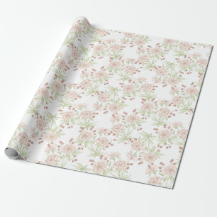 Papel De Presente Rosas Rosa Bege Casamento