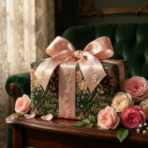 Rosas Rosa Elegantes & Dourado Eu Te Amo Mãe