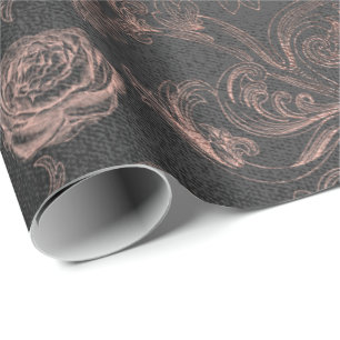 Papel De Presente Rosas rosa-reluzente Douradas Pó Foxier Real Preto