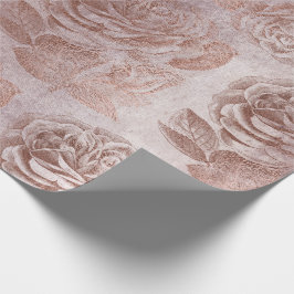 Papel De Presente Rosas Rosa Rosa Rosa Rosa Dourada Pó Blasca Metáli