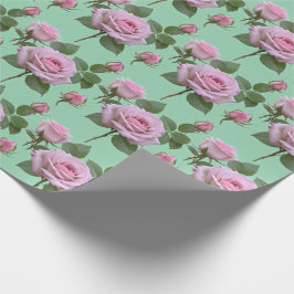 Papel De Presente Rosas Rosa Suave Com Destaques Lavanda Sutis