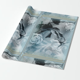 Papel De Presente Rosas Sonho Azul