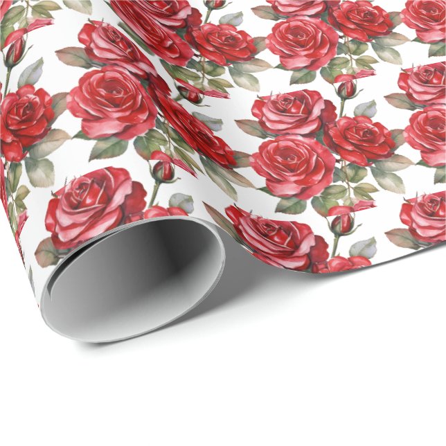 Papel De Presente Rosas Vermelhas  (Ponta do rolo)